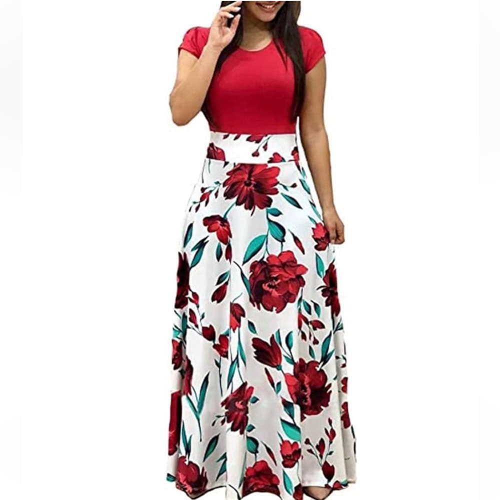Round Neck Floral Dress Women's Ruffle Casual A Line NWOT size XL